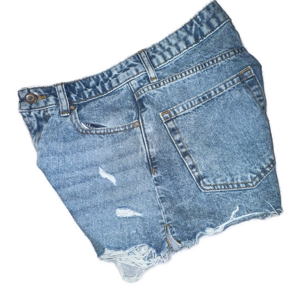 🖤 ZARA Distressed Denim Shorts - Size 4 / 26 | High Rise | Raw Hem - Picture 5 of 9